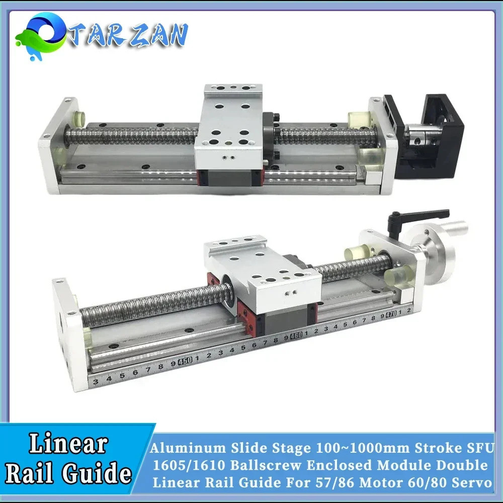 Linear Rail Guide 100 ~ 1000 มม.Sfu1605/1610 Ballscrew สไลด์โมดูลสําหรับ 57/86 มอเตอร์ 60/80 Servo ห