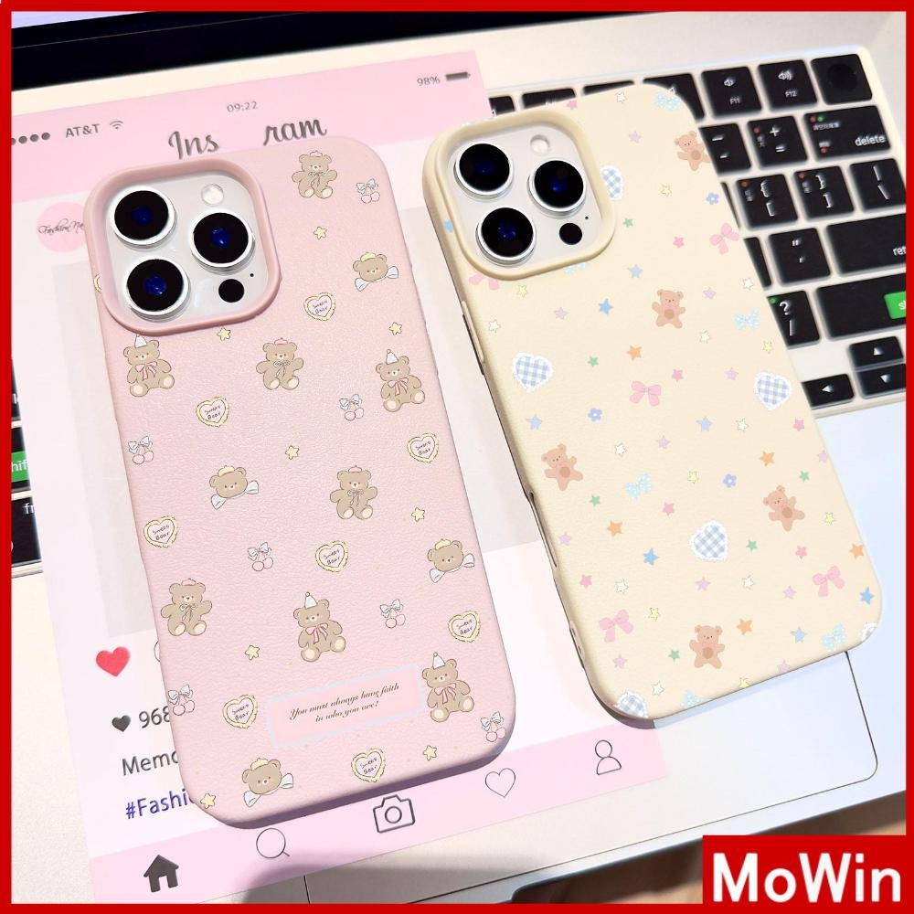 Mowin - For iPhone 16 Pro Max iPhone 11 Case Leather Texture Candy Color TPU Soft Case Colorful Star