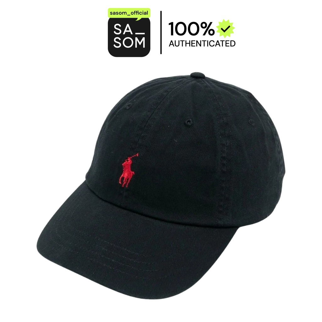 Polo Ralph Lauren The Iconic Cotton Chino Ball Cap Black | ของแท้ ตรวจสอบโดย SASOM
