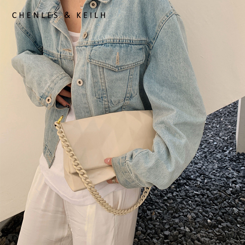 CHENLES & KEILH Niche Design High-End Textured Chain Underarm กระเป๋าใบเล็กแฟชั่นไหล่ Messenger กระเ