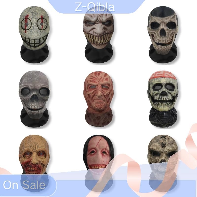 [Z-Qibla-t] ฮาโลวีน Ghost Face 3D พิมพ์หน้ากากยืดตาข่าย Full Face Mask Skull Headdress ตลกปาร์ตี้ฮาโ