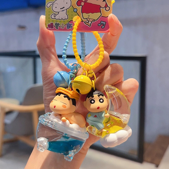 ของแท้เครยอนชินจังน้ํามันดริฟท์ขวดพวงกุญแจ/การ์ตูนอะนิเมะตุ๊กตาจี้ของขวัญขนาดเล็ก