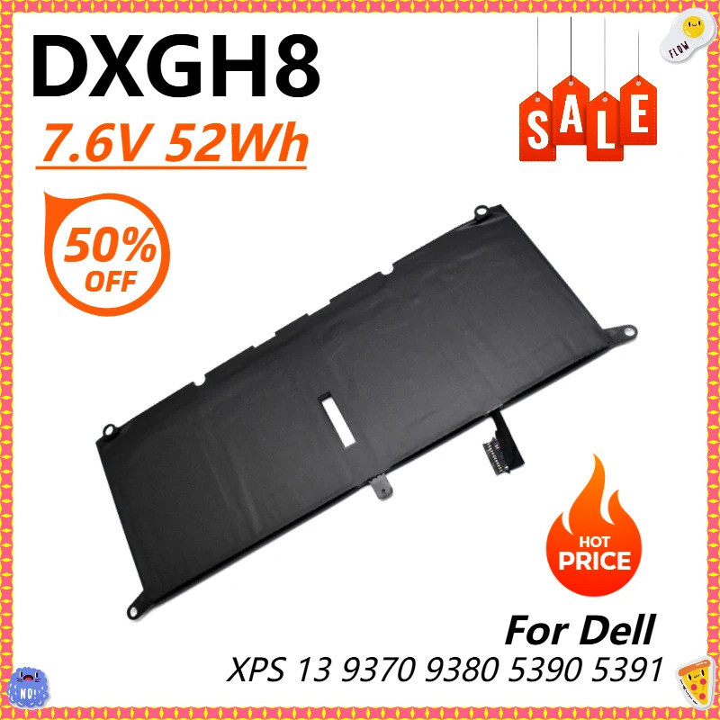 DXGH8 แบตเตอรี่แล็ปท็อปสําหรับ Dell XPS 13 9370 2018 XPS 9380 (P82G002) 13-9370-D1605G D1705G D1805G
