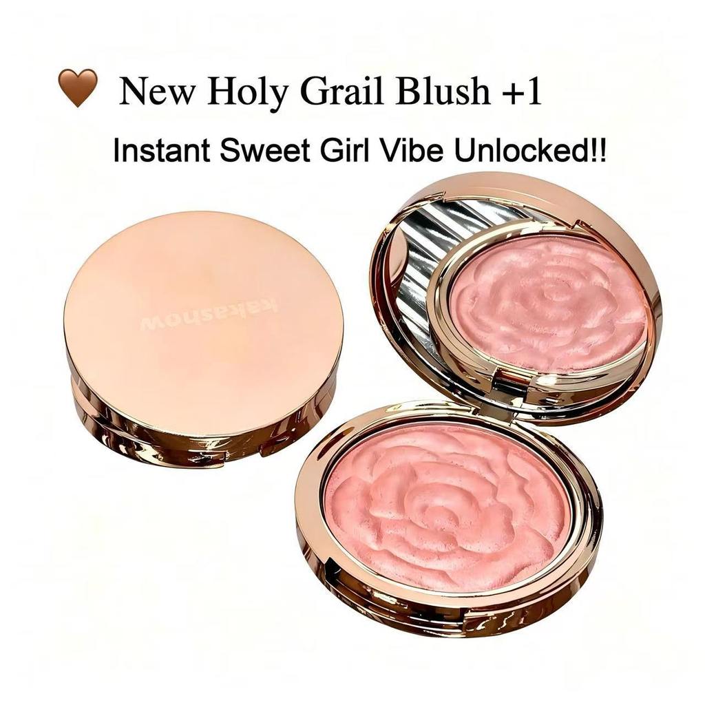 Kakashow นูน Rose Pearl Fine Flash ไม่ง่าย Fly Powder Blush High Gloss