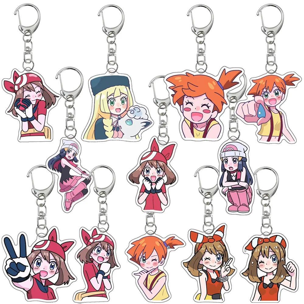 โปเกมอน อะนิเมะการ์ตูนพวงกุญแจ Misty May Dawn Chloe คบเพลิง Mudkip Psyduck Mica พวงกุญแจ