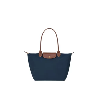 Longchamp Le Pliage Original L Tote Bag In Recycled Canvas With Gold Metal Hardware Navy | ของแท้ ตรวจสอบโดย SASOM