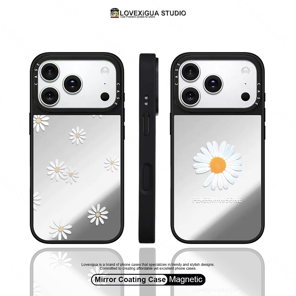 Mirror Simple Daisyเคสโทรศัพท์แม่เหล็กสําหรับiPhone 17Pro Max 17 Air 16 Plus 15 14 13 12 11 Pro Maxกรณีกันกระแทกฝาครอบป้องกัน