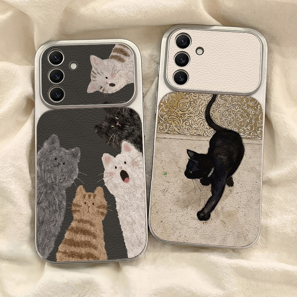 เคสซัมซุง For Samsung A57 A37 A27 A17 A07 A56 A55 A54 A26 A05S A15 5G S26 S25 S24 S23 Ultra FE เคสนิ่มลายหนังแกะ สีพื้น