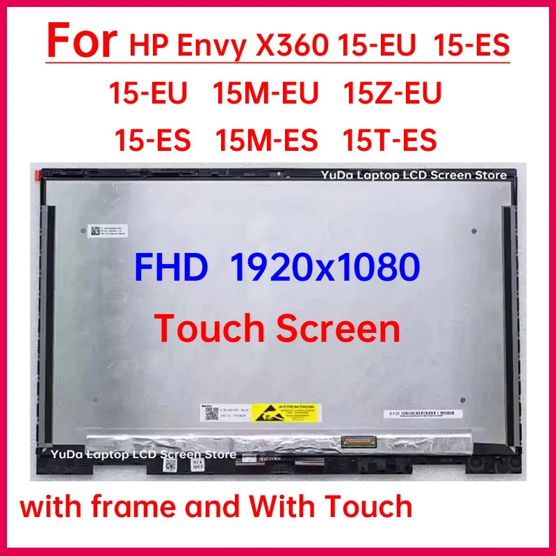 15.6 "หน้าจอสัมผัสสําหรับ HP Envy X360 15-EU 15M-EU 15Z-EU 15M-ES 15T-ES จอแสดงผล LCD Digitizer + กร
