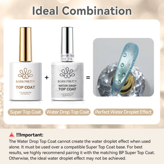 BORN PRETTY 15ml ฤดูร้อน Waterdrop Top Coat เจลเล็บ High Gloss Crystal Plating Sealer 3D Water Drop Design ไม่มีเช็ดเล็บเจล
