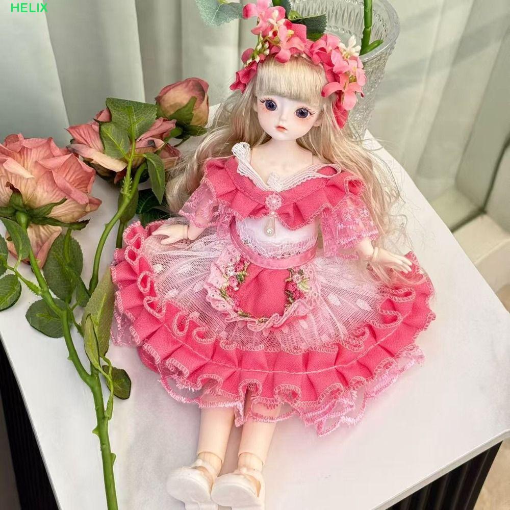 HELIX 30 ซม.ตุ๊กตา Bjd พร้อมเสื้อผ้า, 1/6 SD ดึงดูดตาเจ้าหญิงแต่งตัวตุ๊กตา BJD, เหมือนจริงผมยาวส้นสูง Ball Jointed Princess Makeup Ball ตุ๊กตาข้อต่อเด็กวัยหัดเดิน