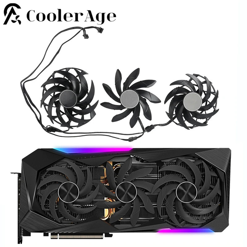 * พัดลมการ์ดวิดีโอสําหรับ Gigabyte AORUS GeForce RTX 3070Ti 3080Ti 3080 3090 MASTER RX6800 6900 90 ม