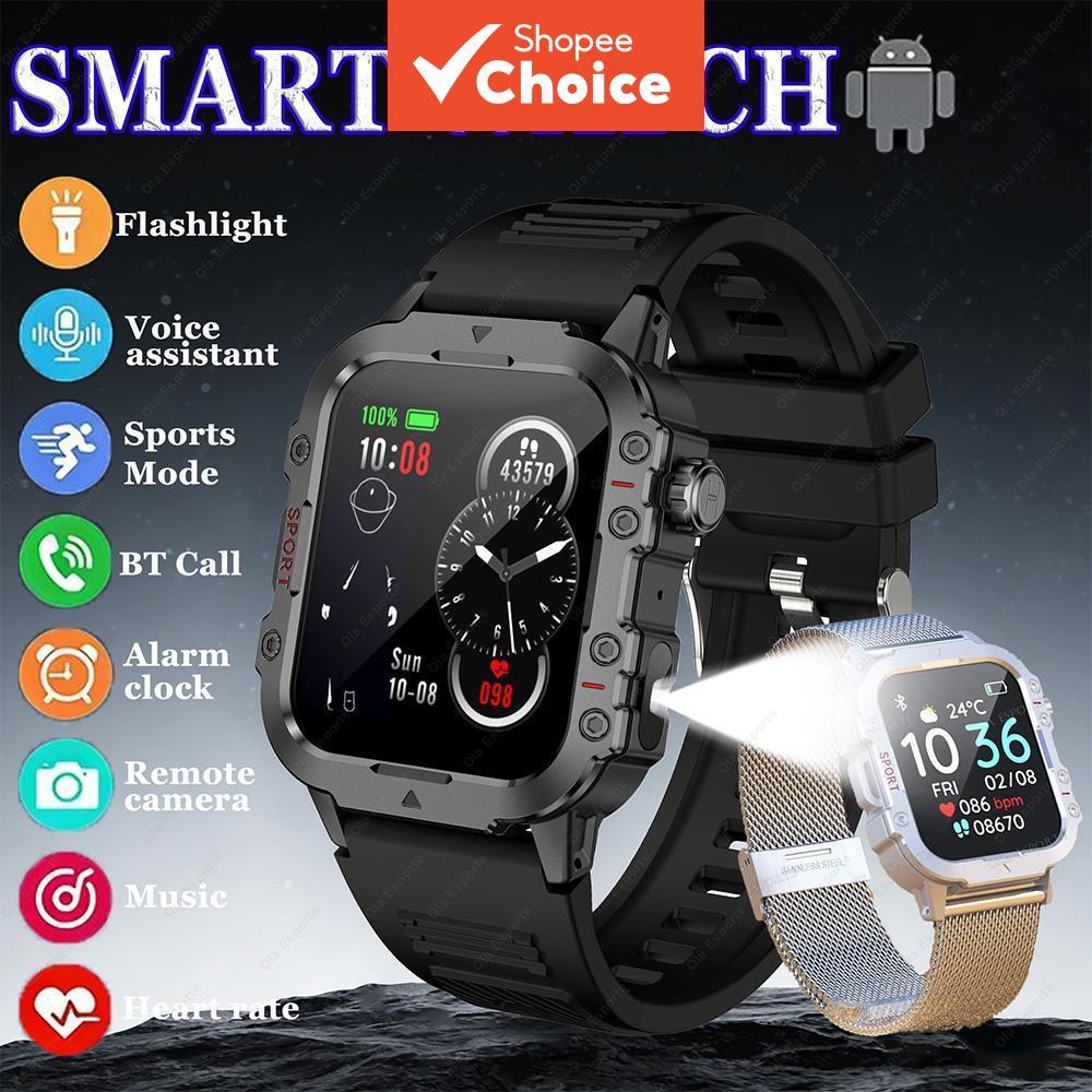 สมาร์ทวอทช์กีฬากลางแจ้งไฟฉาย LED Heart Rate Sleep การตรวจสอบสุขภาพ GPS ฟิตเนสติดตาม BT Call สมาร์ทวอท์ชผู้ชาย