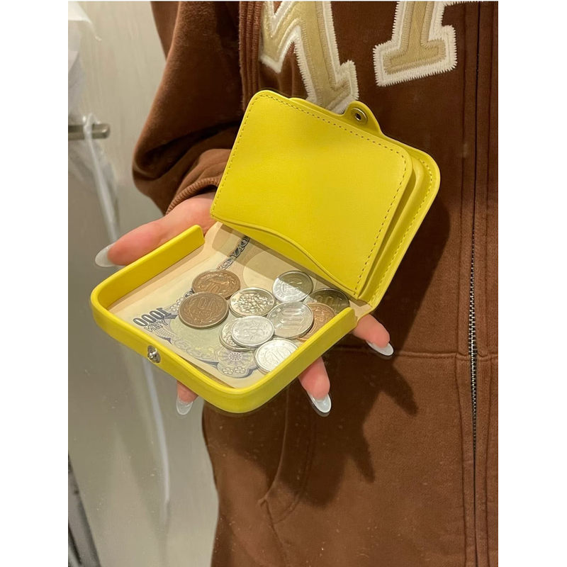 Apc cowhide leather coin box cardholder with button