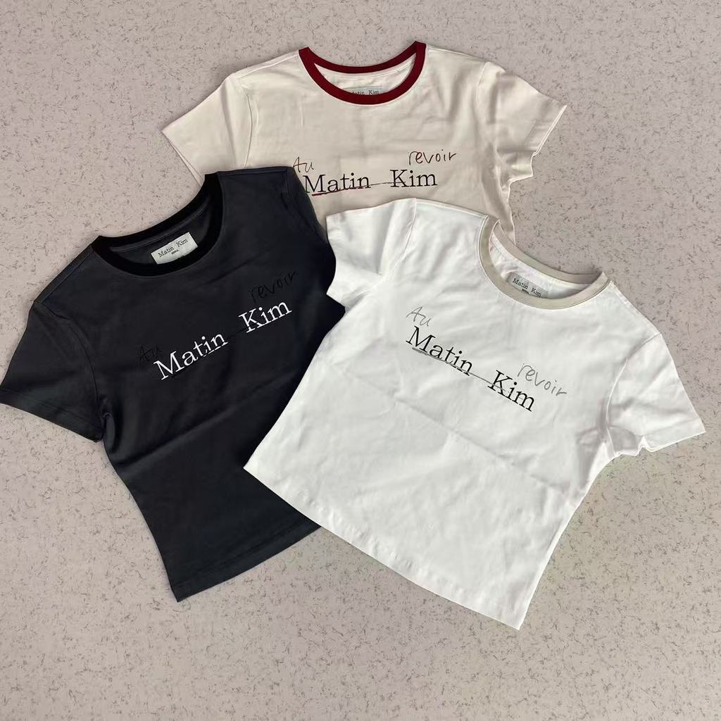 [SR-STUDIO] matein Korea Dongdaemun Short Letter Graffiti Contrast Color Round Neck Short Sleeve T-S