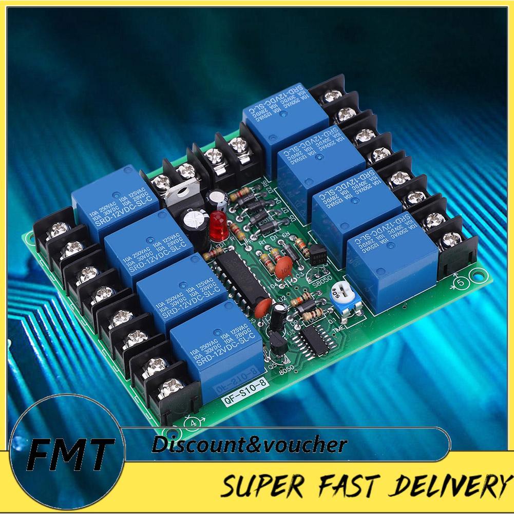 Freemarket 8-Channel Power Time Sequence Board 12V DC/AC Relay Controller 0.2-4.0s ปรับจับเวลา Seque