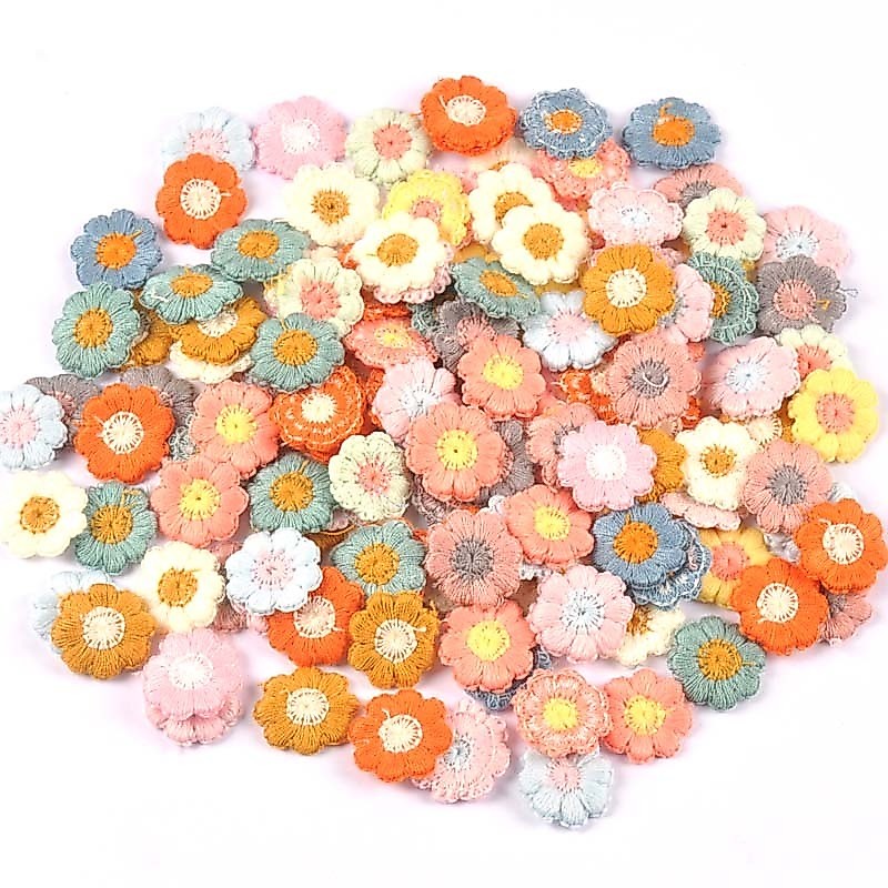 50 ชิ้น 18 มิลลิเมตร Handmade Stick บน Appliqued ลูกไม้ดอกไม้ Applique Scrapbooking DIY Craft Headwear อุปกรณ์เสริม CP3041