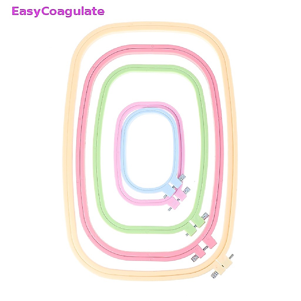 Eas 5 ขนาดพลาสติก DIY เย็บปักถักร้อย Hoops ทรงสี่เหลี่ยม Cross Hoops กรอบแหวน Ate