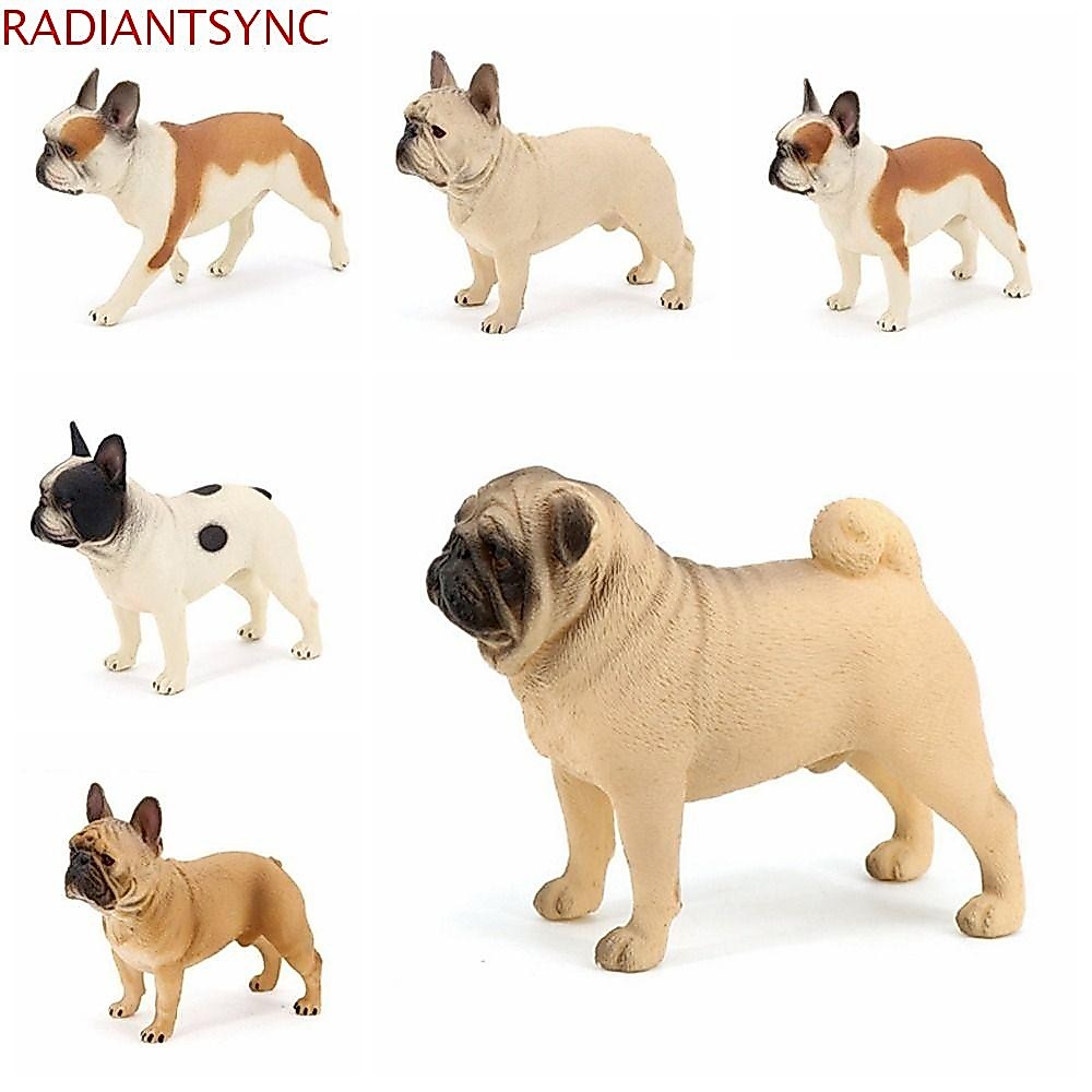 Radiantsync สุนัขสัตว์รุ่น, Miniature สมจริง Bulldog ตุ๊กตา, ลูกสุนัขสัตว์เลี้ยงเครื่องประดับการศึกษาจําลอง French Bulldog รูปคอลเลกชัน