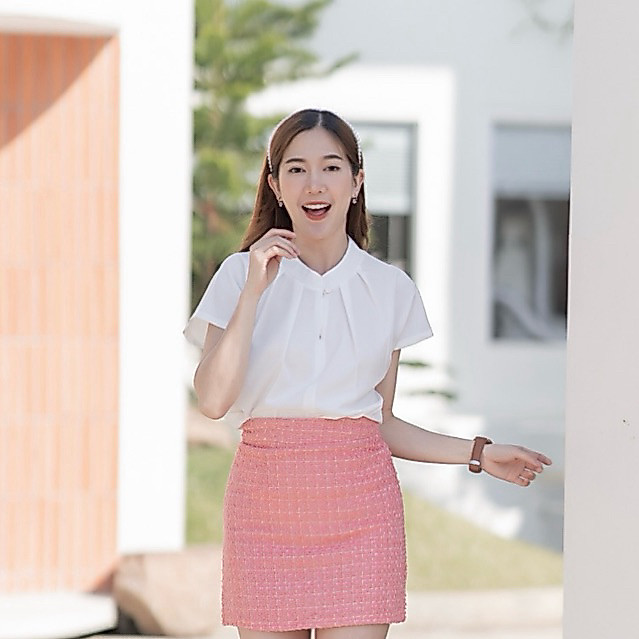 🚀มีส่งด่วน !! 💥เสื้อเบล้าส์คอจีนแต่งกระดุม แขนสั้น ดีเทลจับจีบคอ #l154SHOP_701