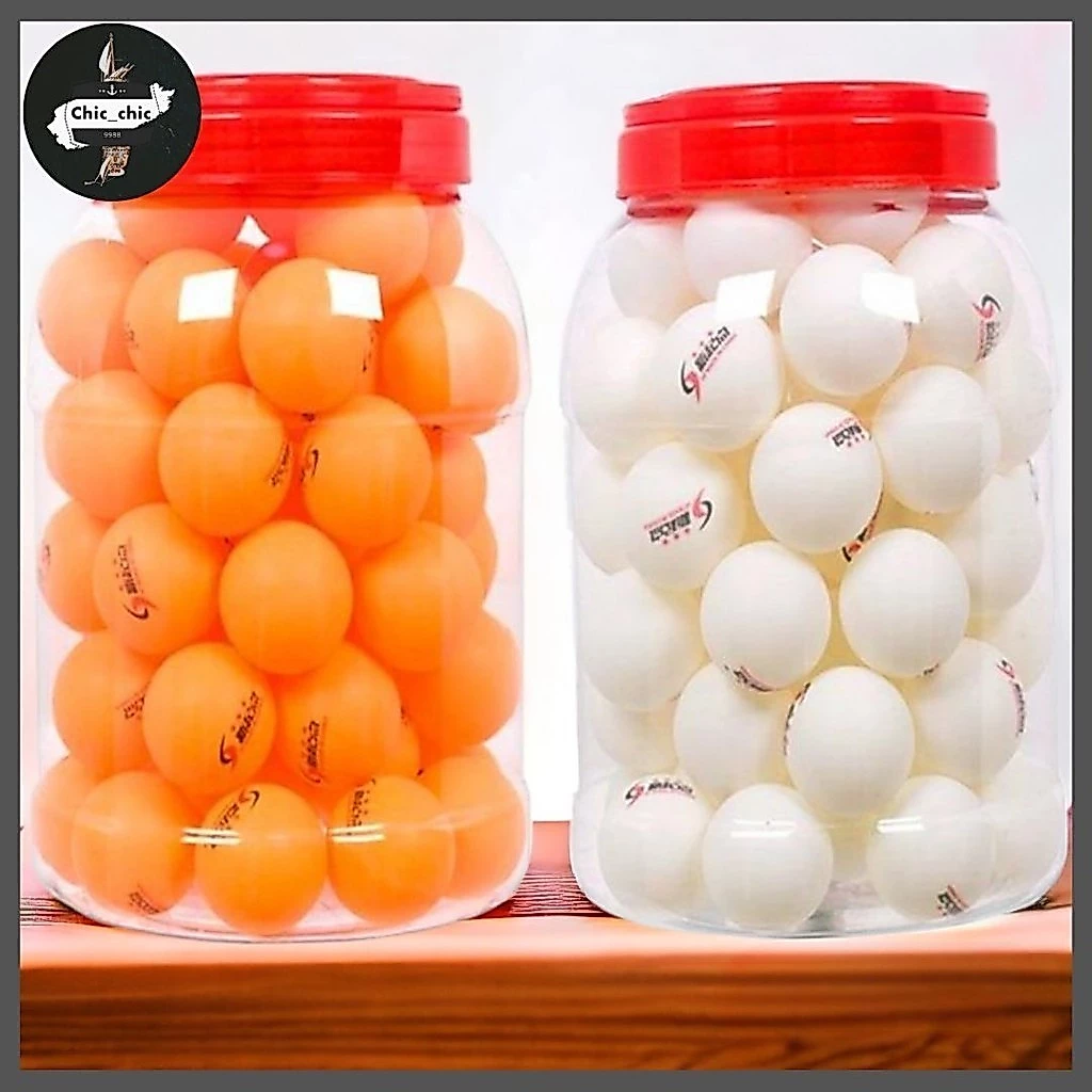 ลูกปิงปอง 1 ชุด 60 ลูก พร้อมโหลพลาสติกใส่ ปิงปองสีส้ม/สีขาว #T-0002