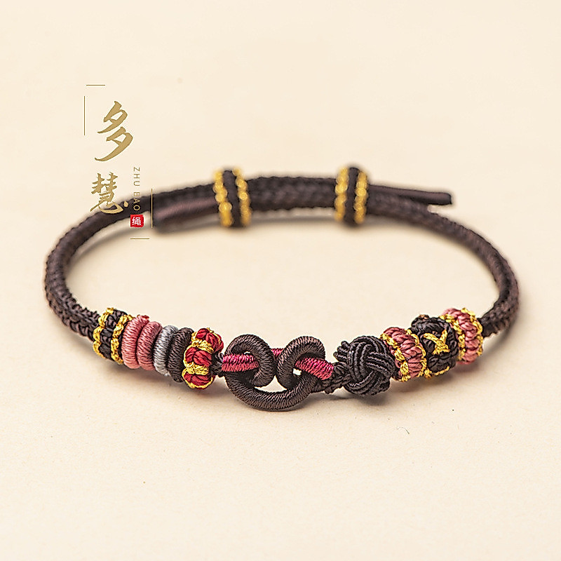 [แสดงความโชคดี] Black Myth Goku Hand Rope Hand-ทอ Oriental Wearable Bead Adjustable Bracelet