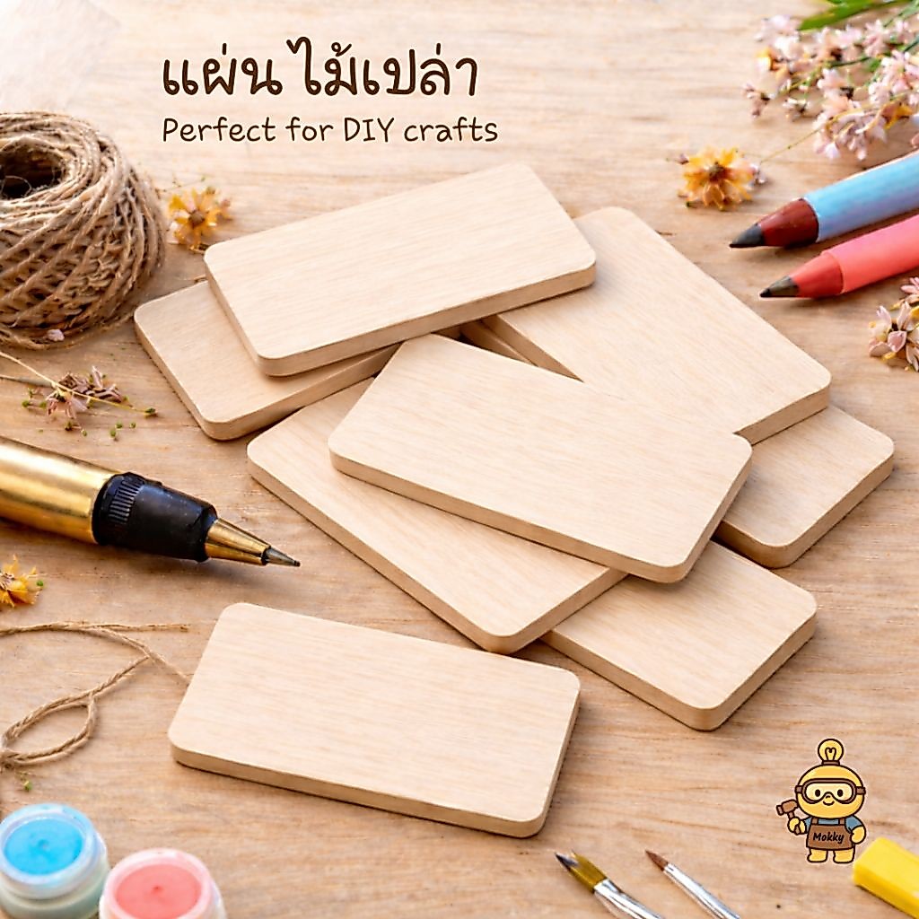 แผ่นไม้ แผ่นป้ายเปล่า ขนาด 5x10 ซม. ใช้สำหรับงานdiy