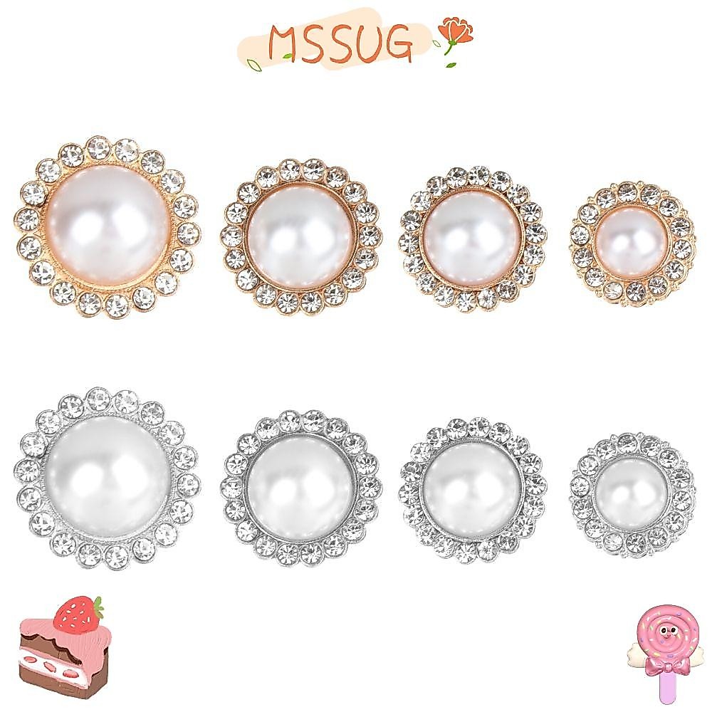 Mssug 10 ชิ้น Pearl เสื้อผ้าปุ่ม Handmade เย็บปักถักร้อยปุ่มเย็บ Rhinestone เงา
