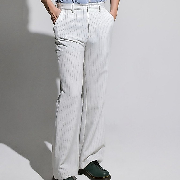 era-won กางเกงขาม้า รุ่น SEMI-FLARE STRIPE TROUSERS สี Zebra striped