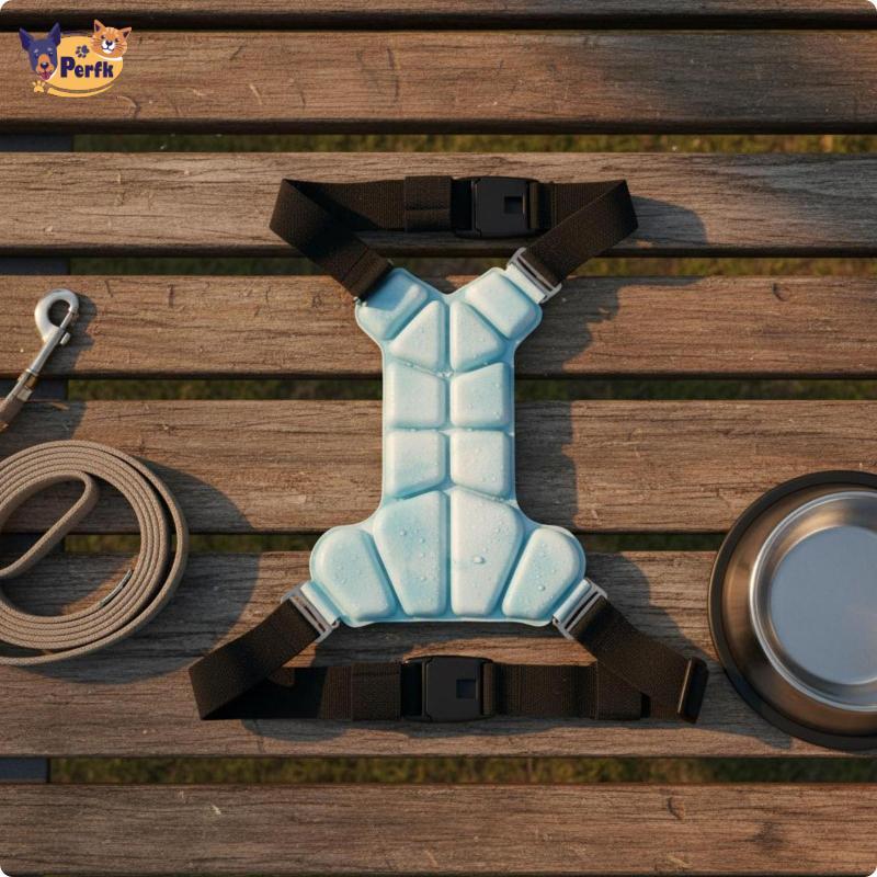 Perfk Pet Cooling Vest Harness Molded Segmented Cooling Vest Buckle Adjustable Pet Harness