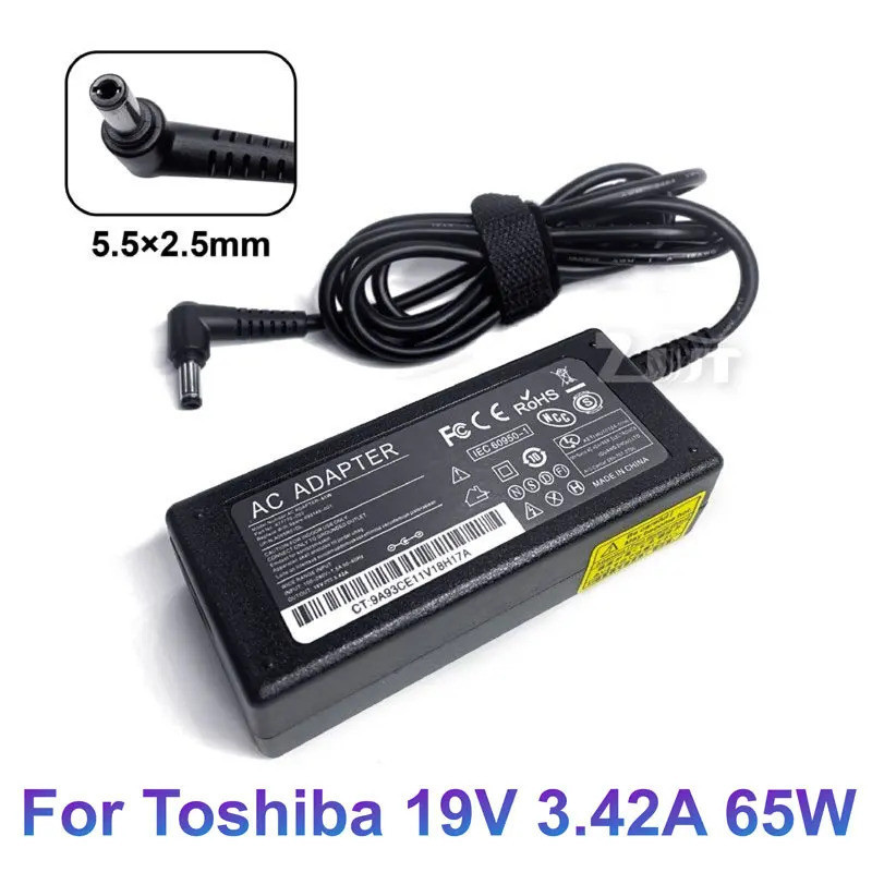 19V 3.42A 65W 5.5*2.5 มม.AC แล็ปท็อปอะแดปเตอร์ชาร์จไฟสําหรับ Toshiba L600 C600 L700 Satellite L25-S1