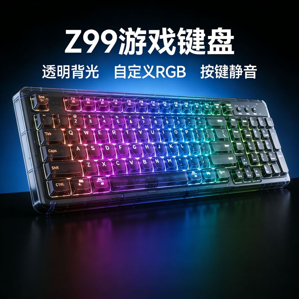 คอมพิวเตอร์คีย์บอร์ดแบบมีสาย Office z99 ชุดไฟฟ้าเด็กชายคริสตัลโปร่งใส