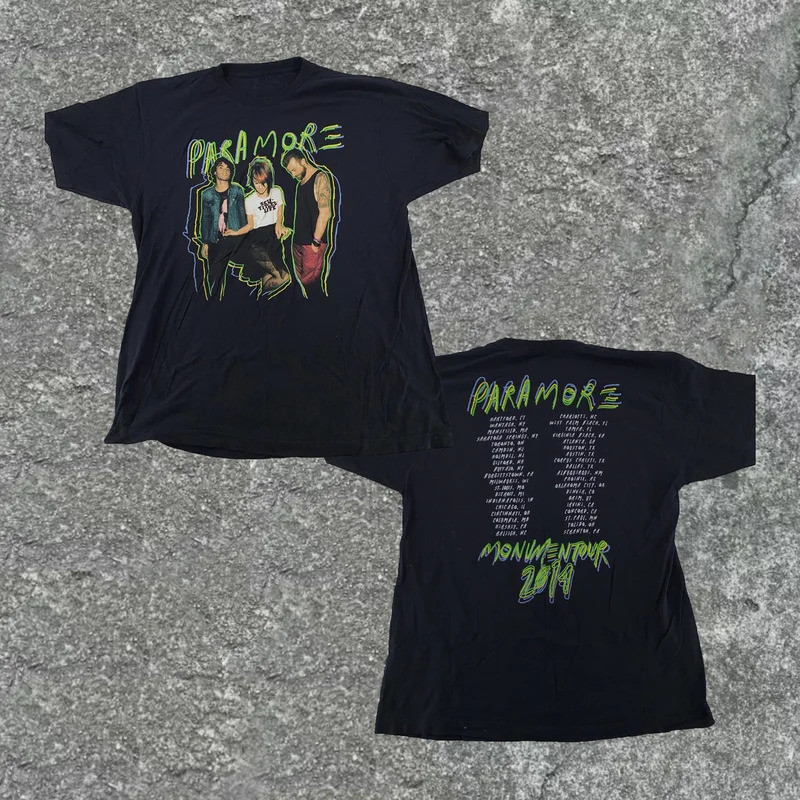 [มีสินค้าพร้อมส่ง] เสื้อยืดแขนสั้นผ้าฝ้าย VTG Paramore American Rock Band Monumentour Concert Tour ส