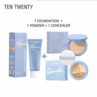 TEN TWENTY Full Coverage Matte Liquid Foundation Powder Concealer Lasting Waterproof Oil Control Set