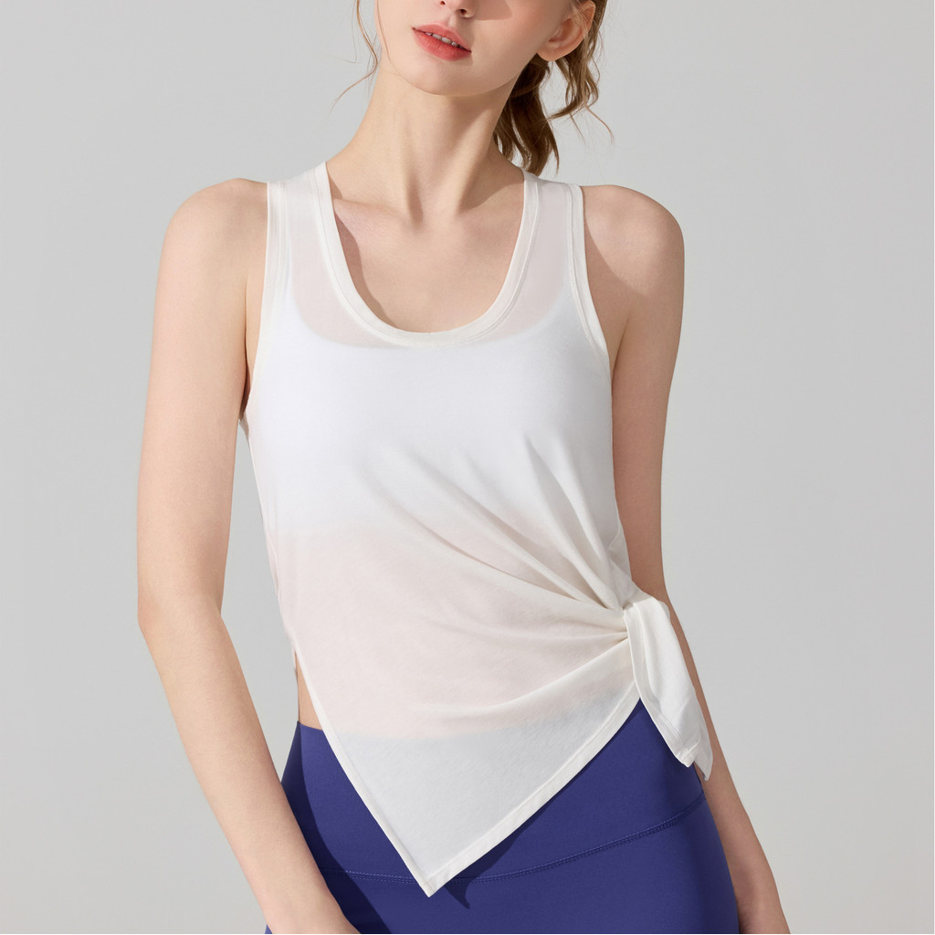 Lulu สไตล์เดียวกัน Original Factory Fitness Vest Quick-Drying แขนกุดกีฬาเสื้อยืดวิ่งพิลาทิสชุดโยคะ B