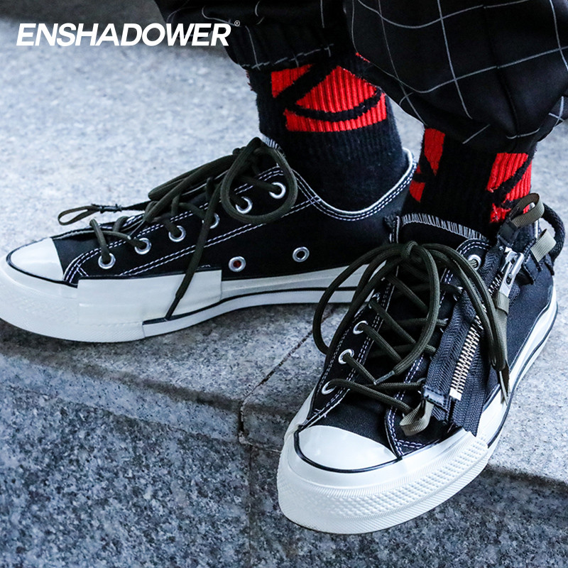ENSHADOWER คอนซีลเลอร์ LOW-Top ซิปด้านข้างรองเท้าสบายๆรองเท้าผ้าใบอินเทรนด์ CODE ZIP 1 LOW