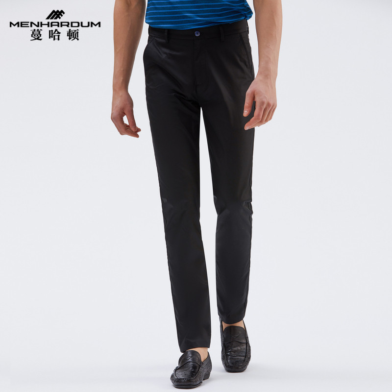 Men Hardum/Manhardum Spring Business Casual Pants Men Solid Color Straight Pants Casual Black Pants 