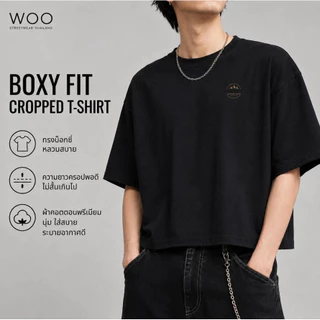 COD จัดส่งตลอด 24 ชั่วโมง Woo Right Cropped T-Shirt เสื้อยืด Oversiz boxy tee ทรงใส่สบาย เสื้อครอปผ