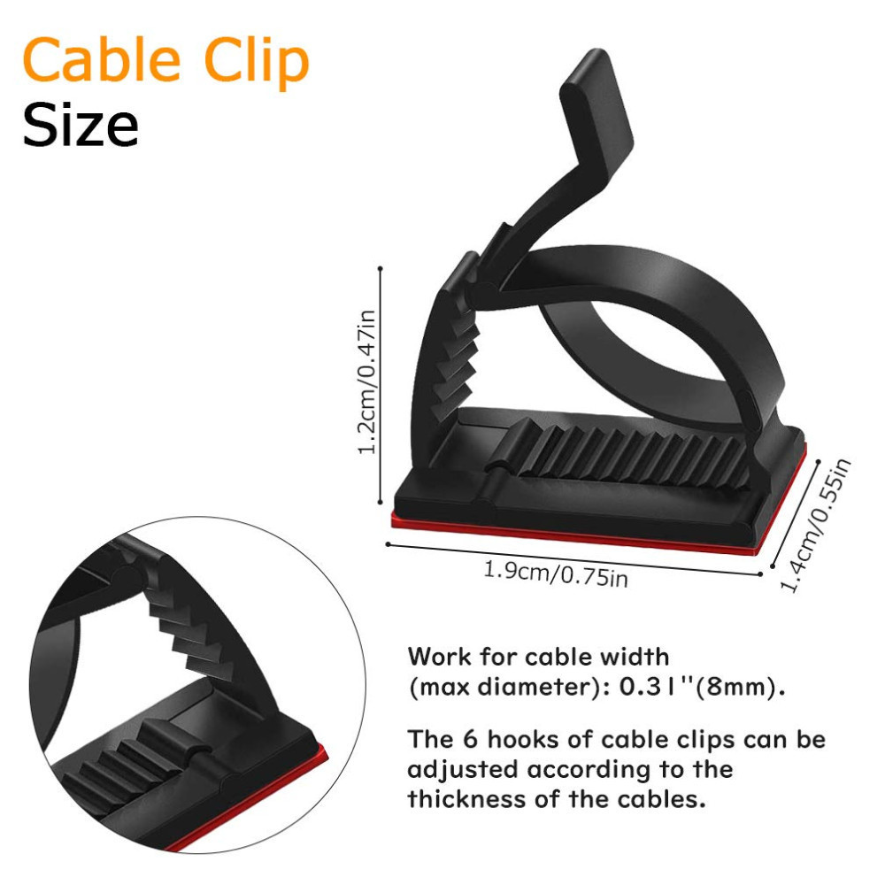 NYLASTR ALBOYI ที่ยึดคลิปหนีบสายไฟแบบปรับได้อเนกประสงค์ 50 ชิ้น - DS506