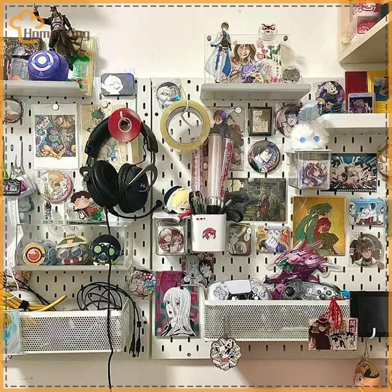 บ้านชั้นวางของติดผนัง Pegboard จอแสดงผล DIY Pegboard Kit Hole Board สําหรับแผงผนังตกแต่งบ้านชั้นวางของตกแต่ง TH - รูปที่ 5