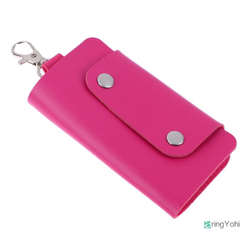AringYohi] 1 PC แบบพกพาหนัง Housekeeper ผู้ถือกุญแจรถกระเป๋า Unisex กระเป๋าสตางค์เรียบง่ายสีทึบกระเป๋าใหม่