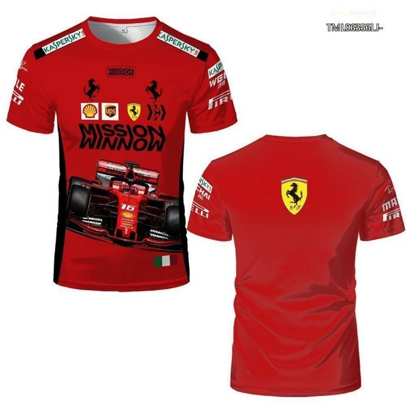 Short-Sleeved Sports Shirt Digital Printing Motorcycle T-shirt Ferrari F1 Short-Sleeved 23gQ
