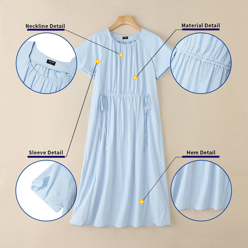 VONDA ชุดเดรสสำหรับผู้หญิง ดีไซน์เกาหลี คอพัฟและสายคล้องเอว สไตล์ girlish สวมใส่ง่าย - รูปที่ 5