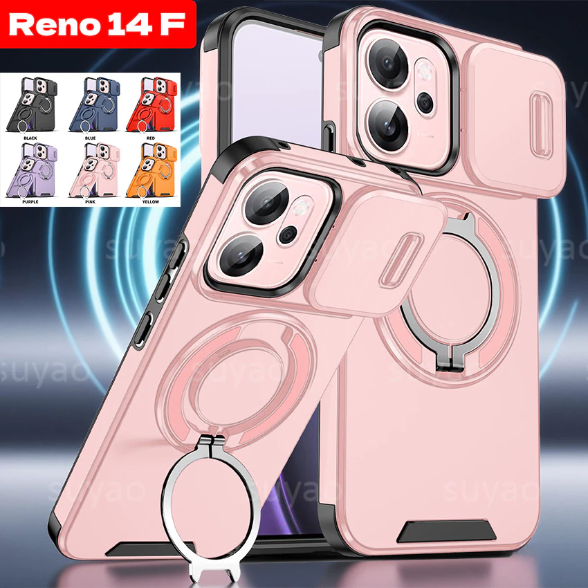 สําหรับOppo Reno 15F 15 Pro Max 14 F 14F 2025 เคสโทรศัพท์เกราะแหวนผู้ถือปลอกReno14F Reno14 Reno14Pro Reno15 Reno15F 13 13Fแม่เหล็กเลนส์ป้องกันกันกระแทกปกหลัง