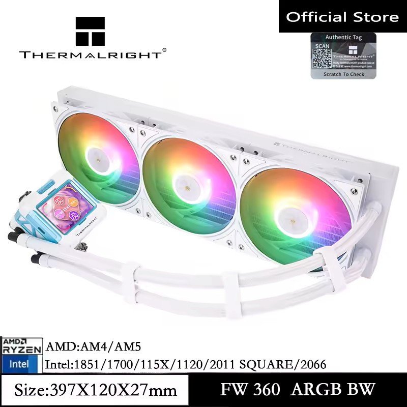 Thermalright FROZEN WARFRAME 360 ARGB BW CPU Water Cooler 2.4 นิ้วหน้าจอ IPS 320x240 ความละเอียด CPU