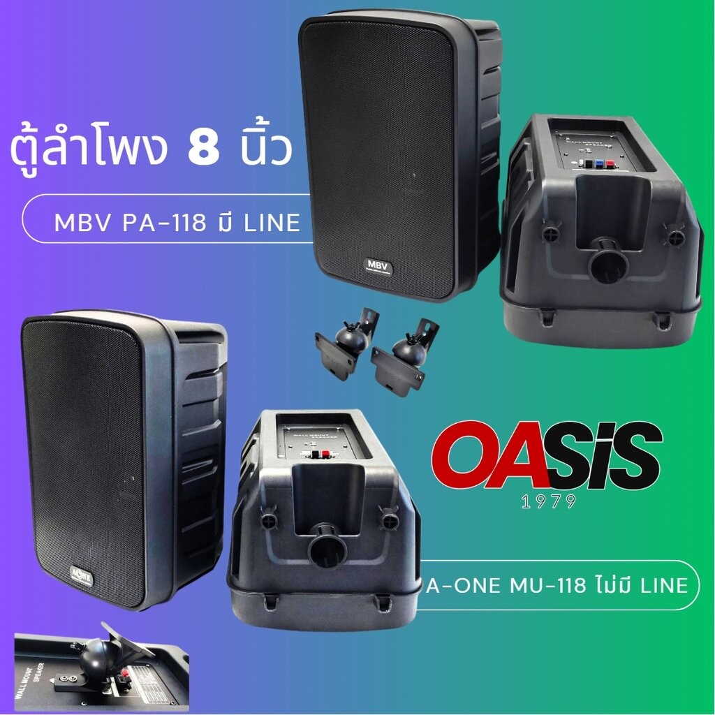 ตู้ลำโพง 8 นิ้ว MBV PA-118 มี LINE ตู้ลำโพงพร้อมขาติดผนัง 8นิ้ว มีไลน์ Line 100V ตู้ลำโพงติดผนัง WAL