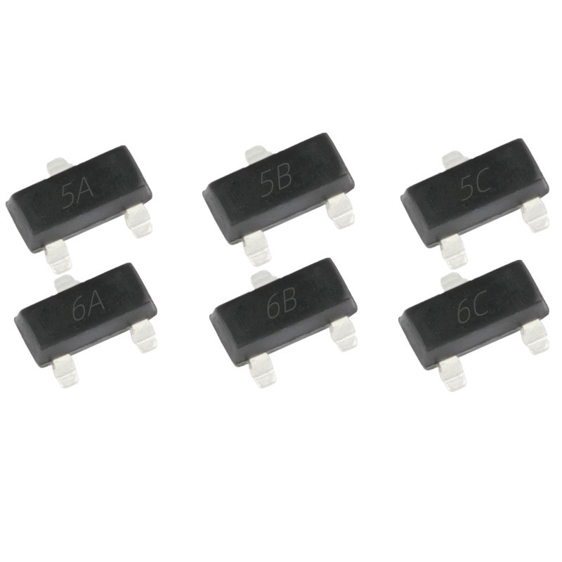 BC807/BC817-16/25/40 ผ้าไหมพิมพ์ 5A/5B/5C/6A/6B/6C/6D Patch Triode SOT23
