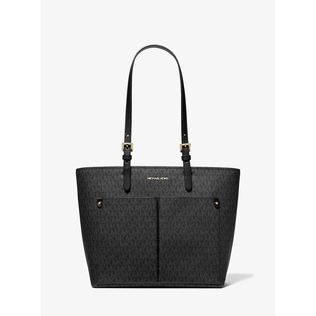 Jet Set Medium Logo Pocket Tote Bag สี Signature Black (35F3GTVT3B)