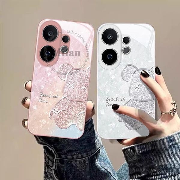 เคส Vivo V60 สำหรับ Vivo V60 Lite เคสโทรศัพท์มือถือแบบกระจกเหลวลายหมีเพชรกันกระแทก
