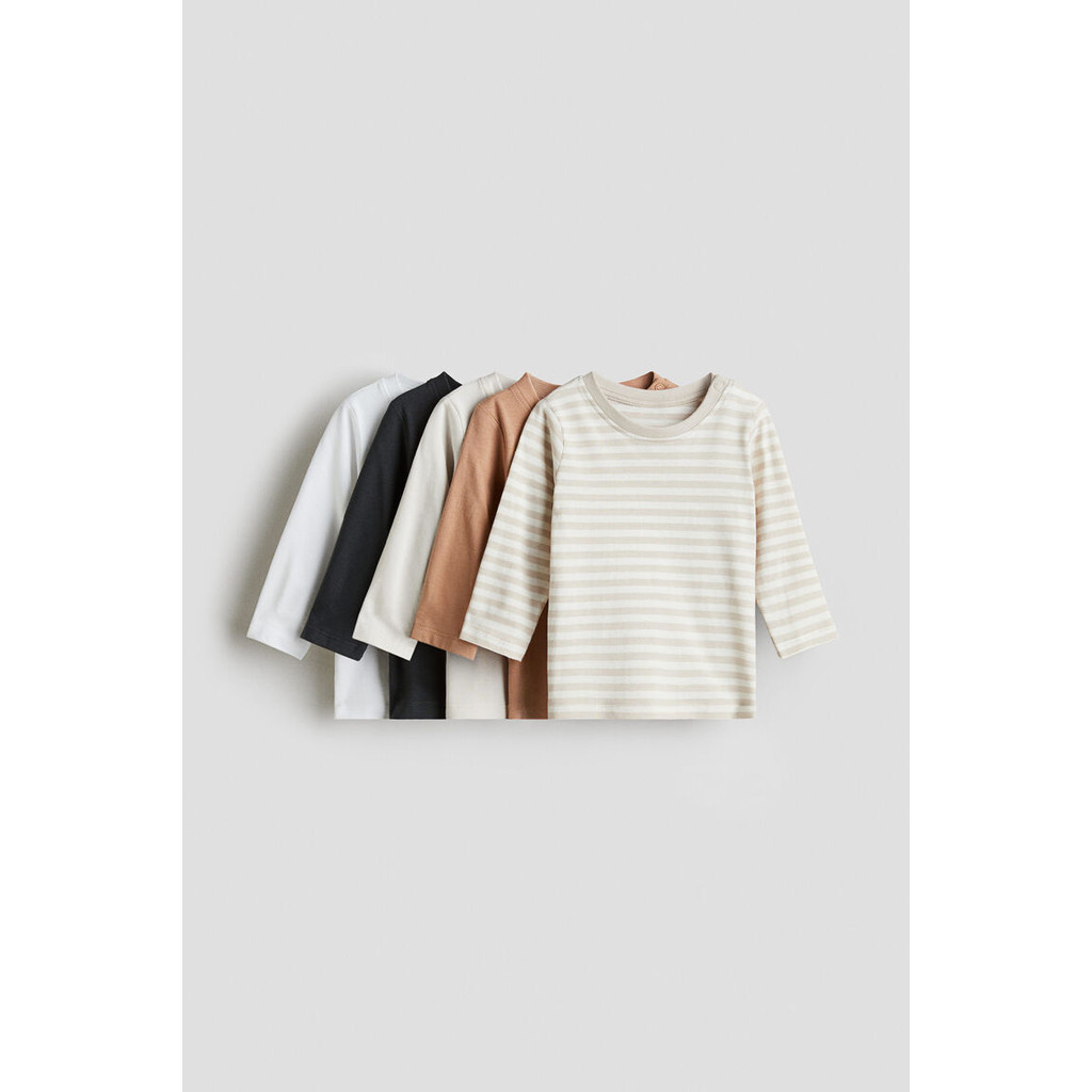 H&M(เอชแอนด์เอ็ม) ชุดเสื้อยืดคอตตอน 5 ชิ้น Infants 5-pack cotton T-shirts 1296006_1